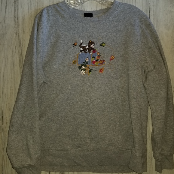 Vintage Basic Editions Gray Autumn Applique Sweatshirt - Picture 1 of 6
